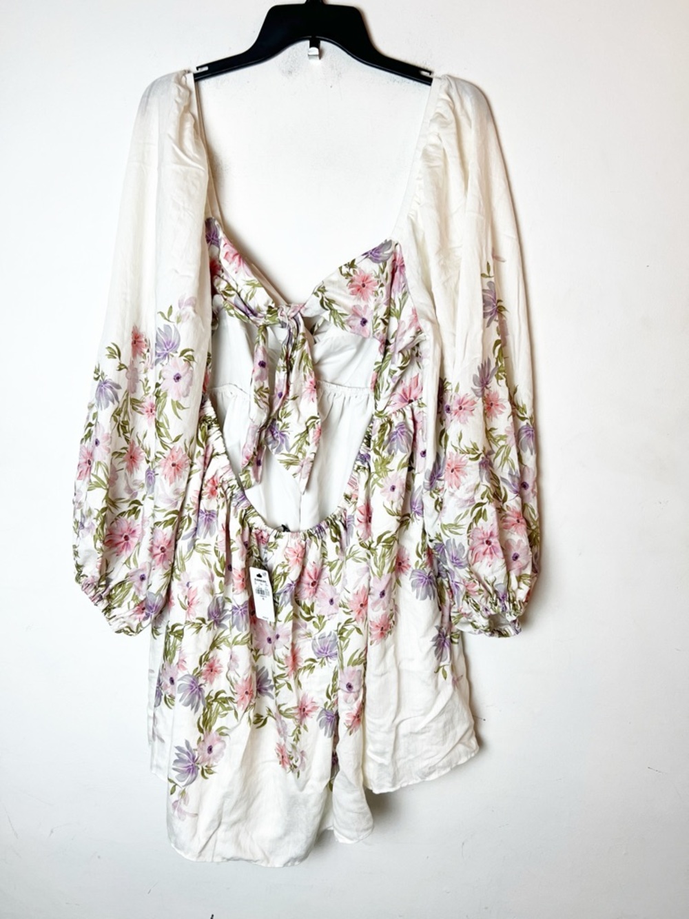 NWT SZ XL Express Floral Sweetheart Babydoll Mini Dress in Cream & Pastel Floral - Picture 5 of 9